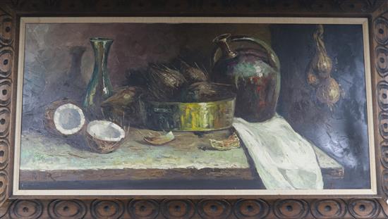 Ritter Table top still life with coconuts 60 x 120cm